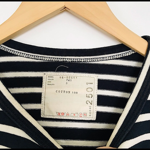 Sacai Dixie Stripe Tee with Side Zippers - Picture 4 of 12